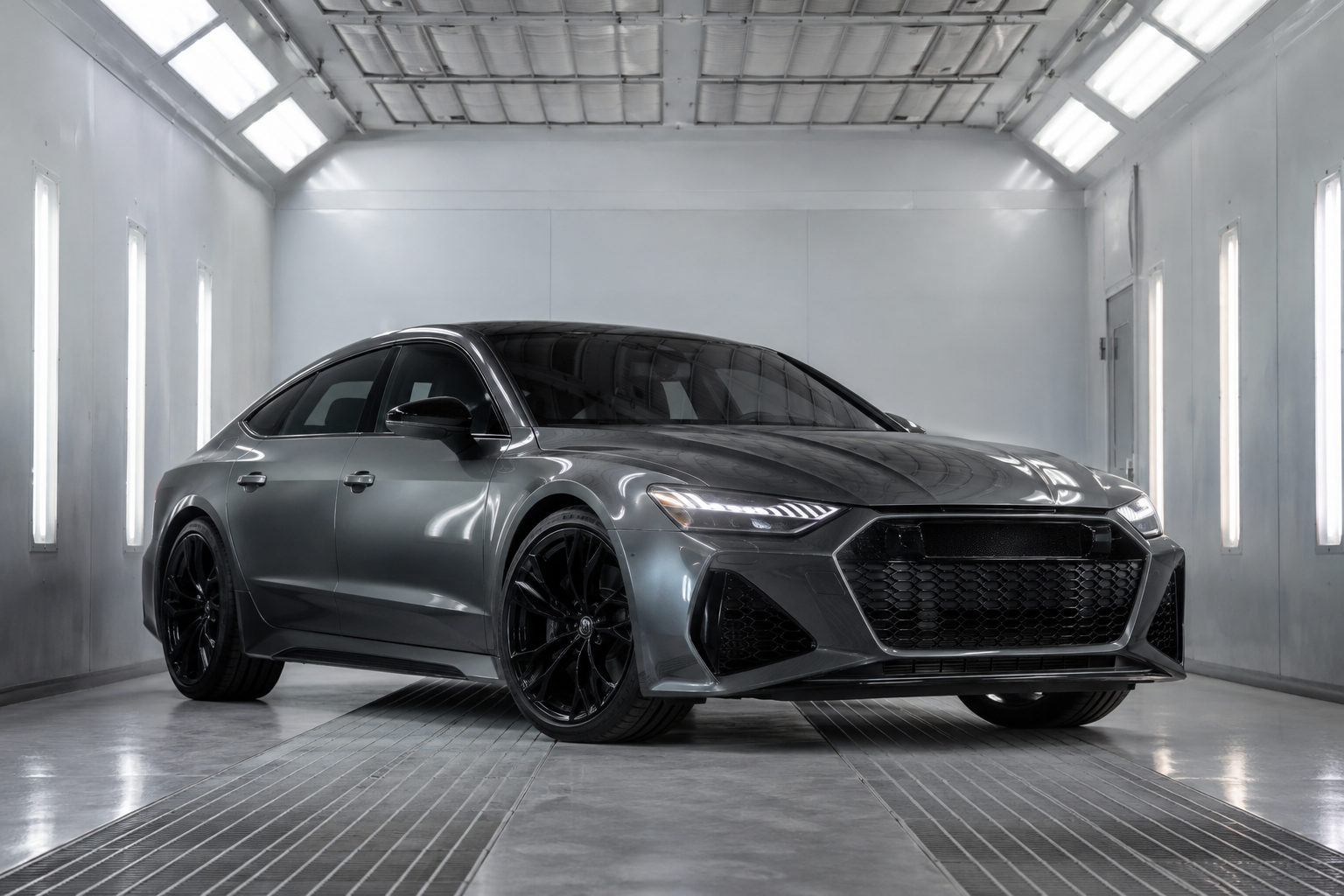 Fully refinished dark sports sedan